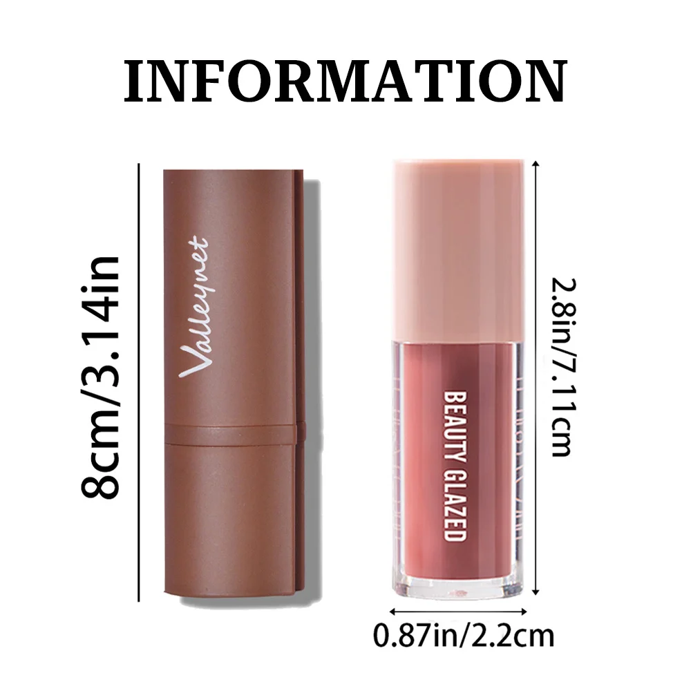 2 ピース/セットベルベットテクスチャリップメイクアップセットリップライナーリップグレーズ防水長期的なマットナチュラルリップメイクアップリップコンビネーション