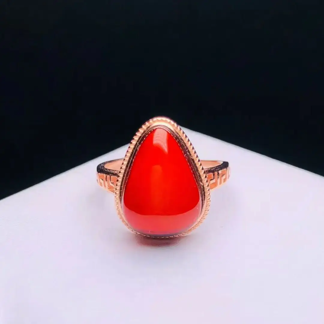 معتمد 925 الفضة الطبيعية البلطيق الأحمر العنبر خاتم مكتنز 18K مطلية بالذهب الوردي بورجوندي اللون 3 قيراط دمعة الأحجار الكريمة والمجوهرات #6
