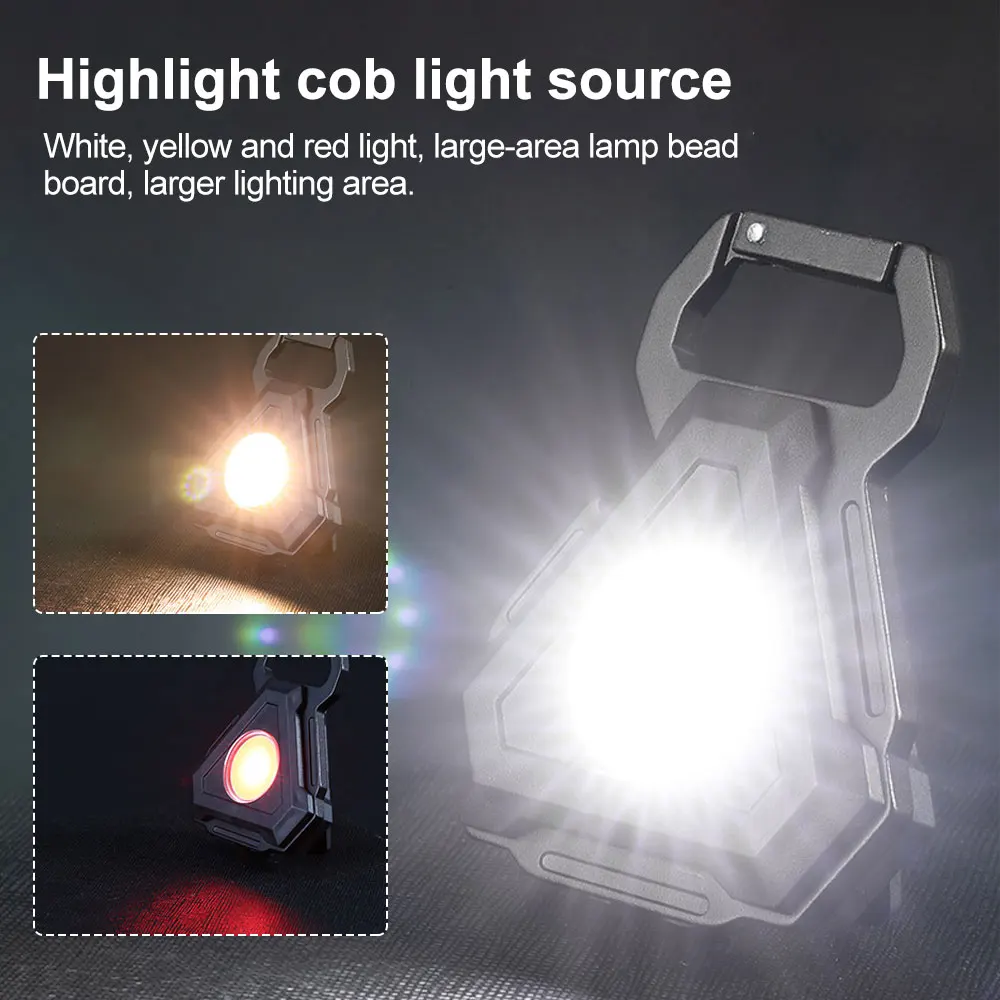 Super Bright Mini LED Flashlight USB Rechargeable Keychain Light Powerful COB Work Lights Camping Lantern With Magnet Hook