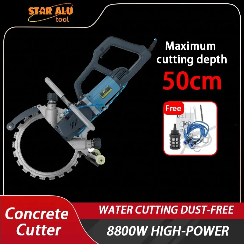 

Heavy Duty 8800W Electric Concrete Cutter Wall Saw 50cm Deep Wet Cutting Machine for Brick Stone Cement Road Construction
