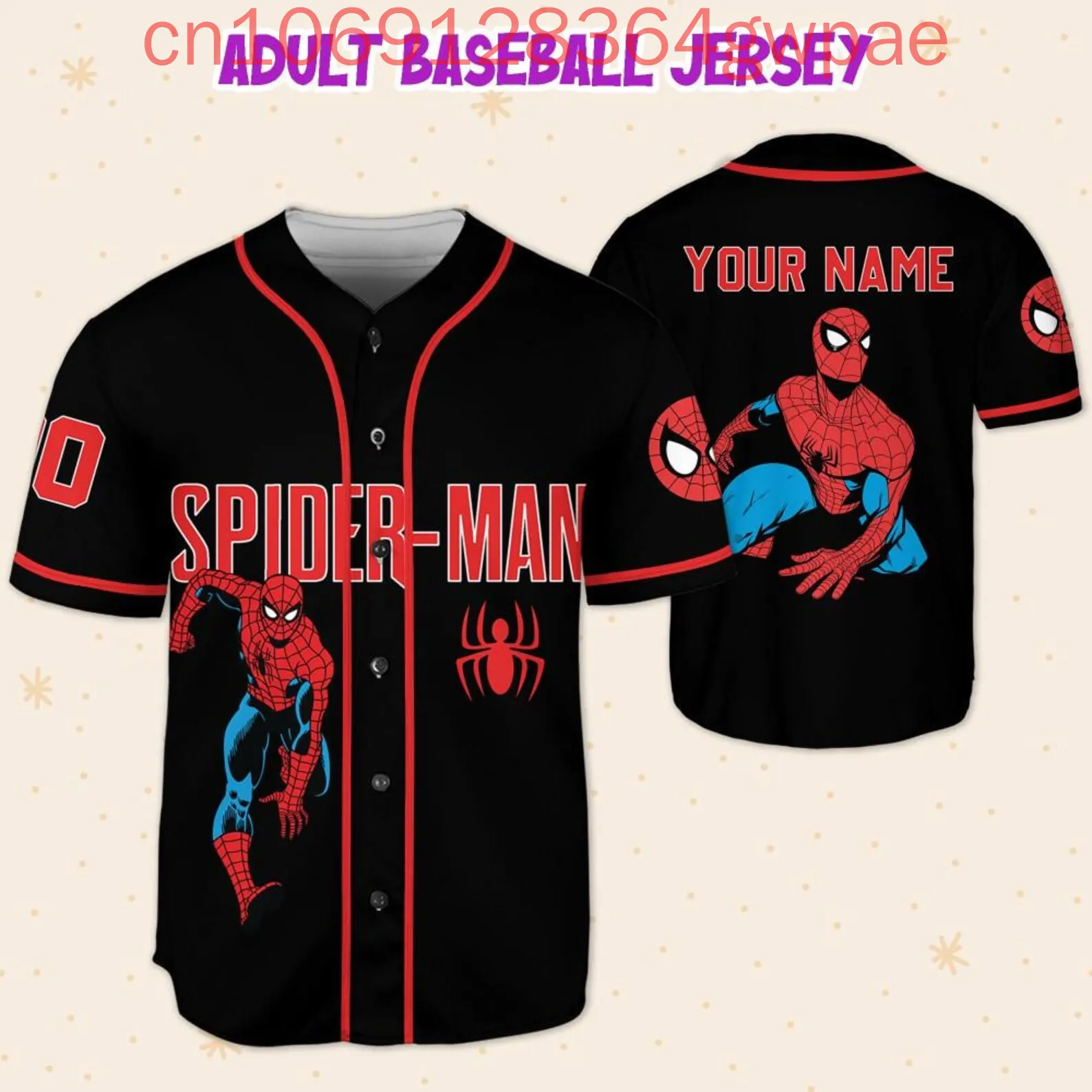 Personalizado disney spiderman camisa de beisebol das mulheres dos homens crianças uniforme de beisebol spider manummer casual camisa de beisebol de manga curta