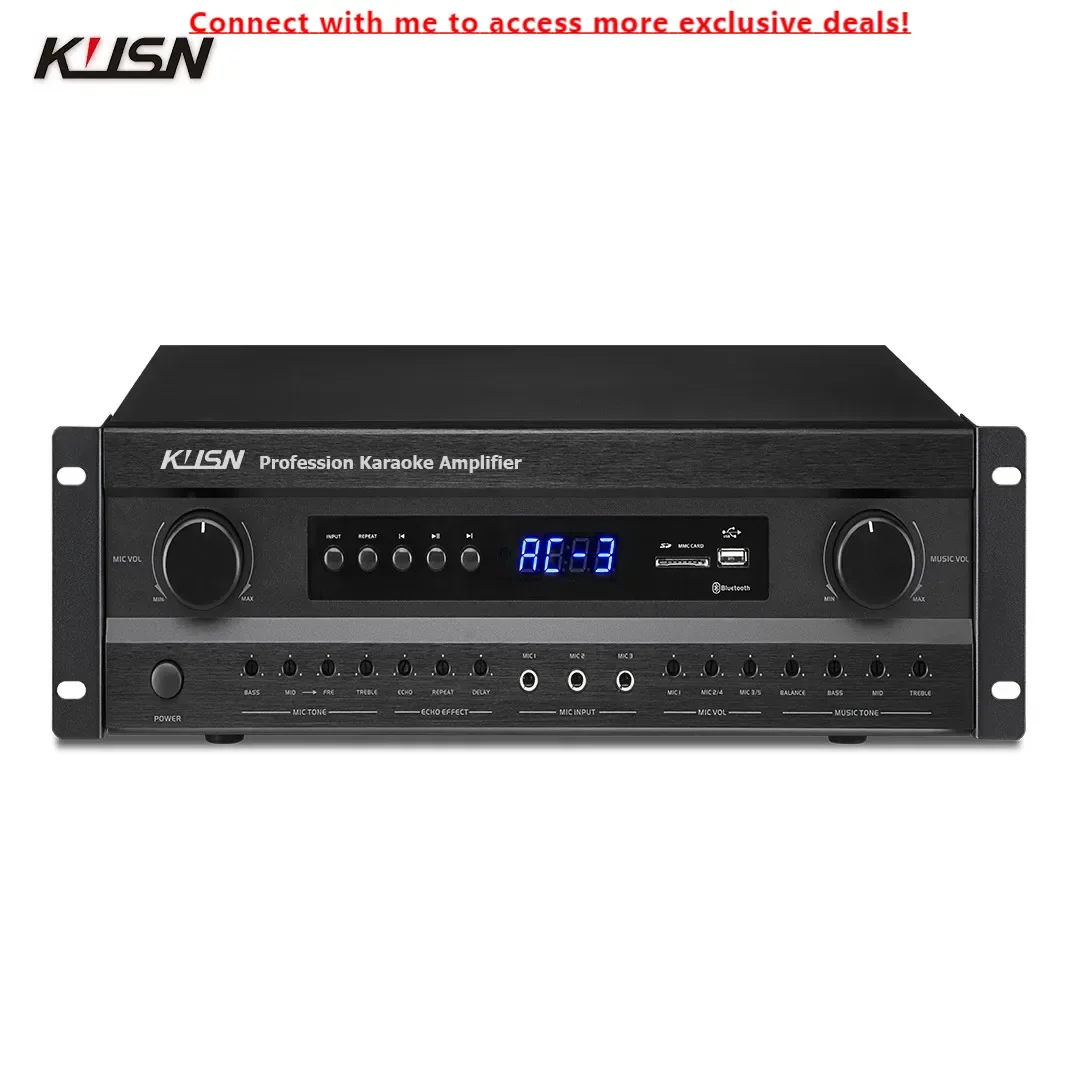 

200W+200W Professional Digital Karaoke Power Amplifier 8 Ohm Sound DSP Feedback Suppression PA System With USB Bluetooth