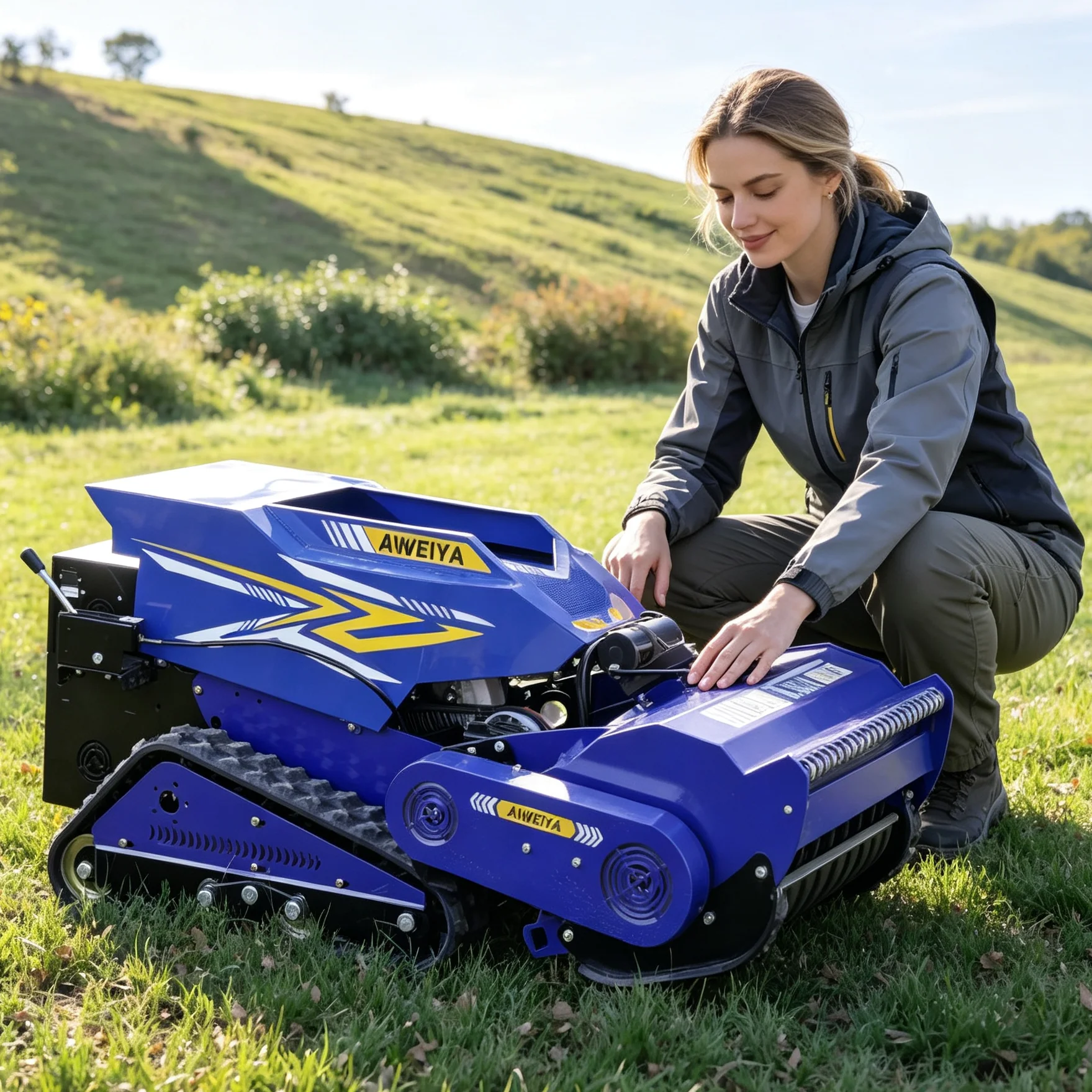 Customized Large Fuel Tank Remote Control Lawn Mower Long Working RC Lawn Mower For Big Yard