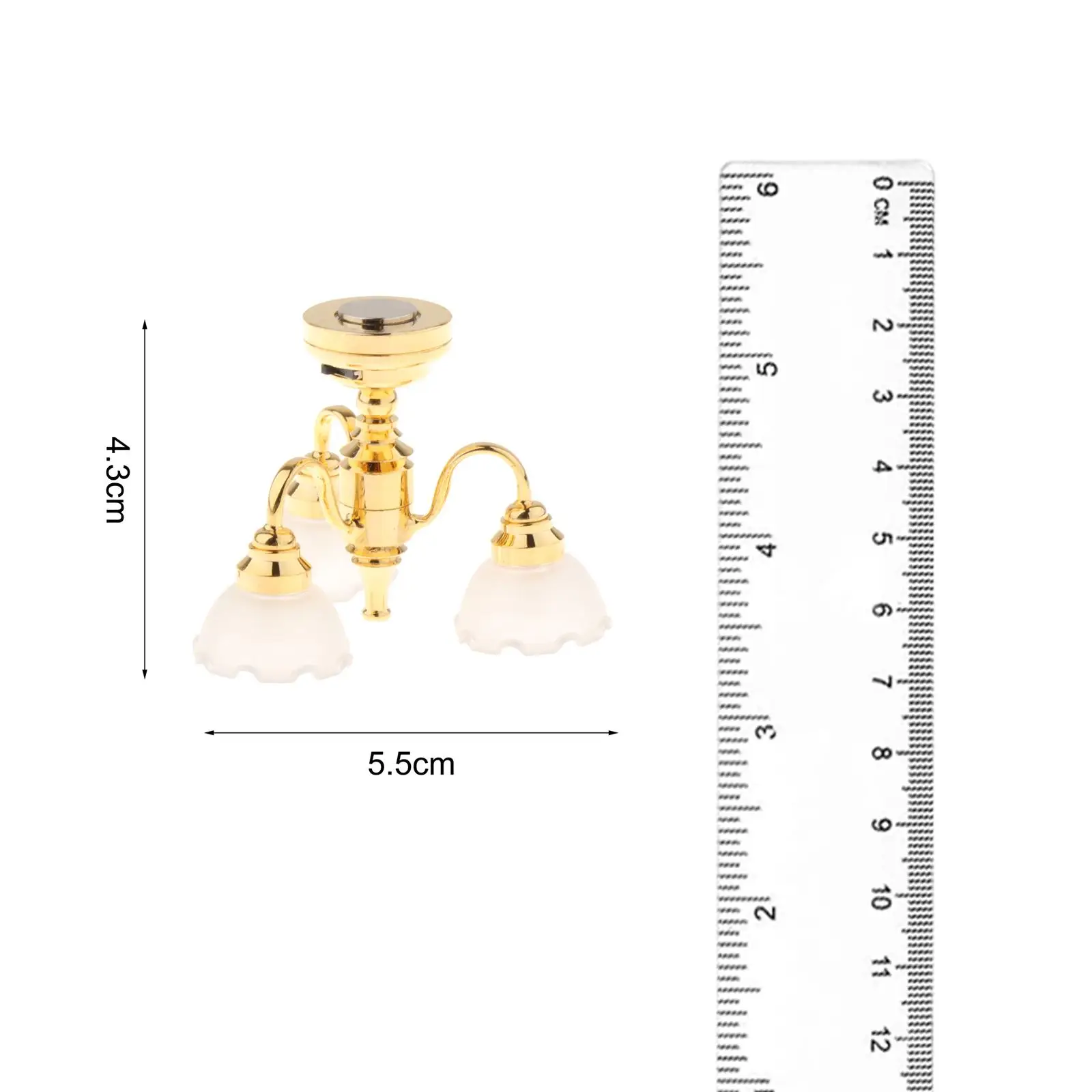 Lámpara de techo en miniatura para casa de muñecas, suministros de paisaje, modelo de simulación, luces de Metal, adornos de muebles para decoración de sala de estar, 1/12