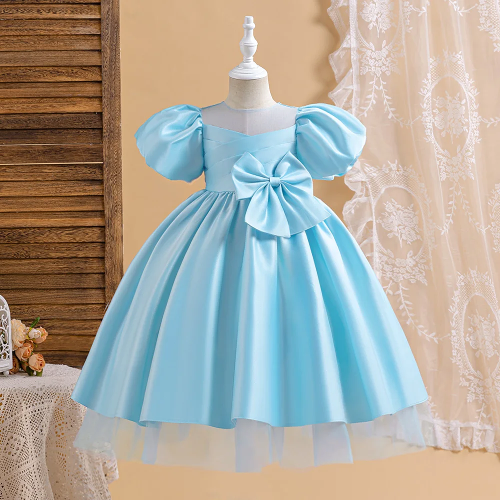 Elegant Kids Christmas Party Dresses For Girls Wedding Birthday Prom Gown Children Costume Tulle Bow Girl Summer Princess Dress