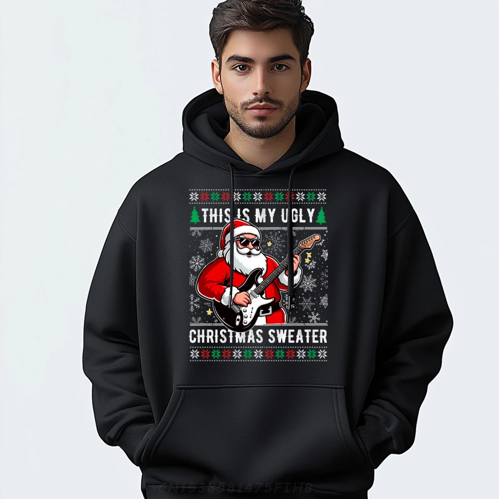 

Santa Loves Guitar This Is My Ugly Sweater Christmas Music Green And White Graphic T Shirpullover Hoodies Tops & Tees Street