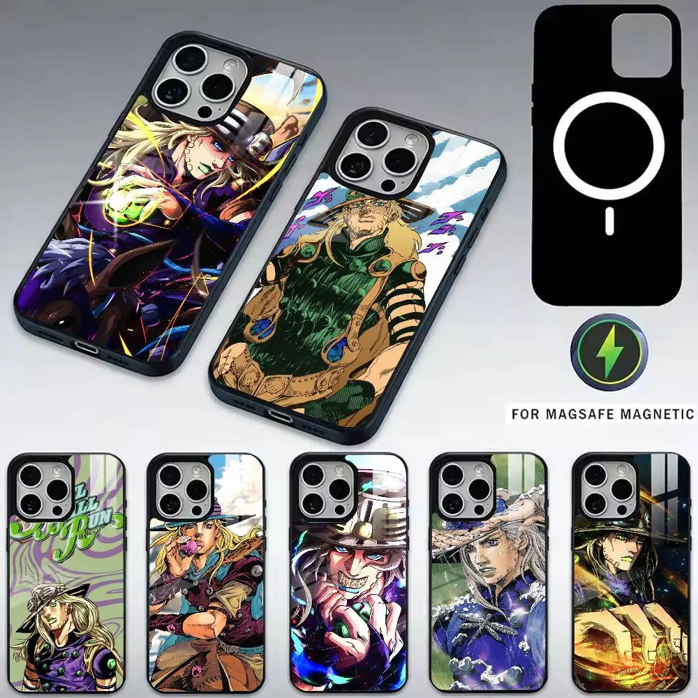Anime JoJo's A-Adventure Zeppeli Phone Case For iPhone17,16,15,14,13,12,11 Plus,Pro Magnetic For Magsafe Wireless Charging