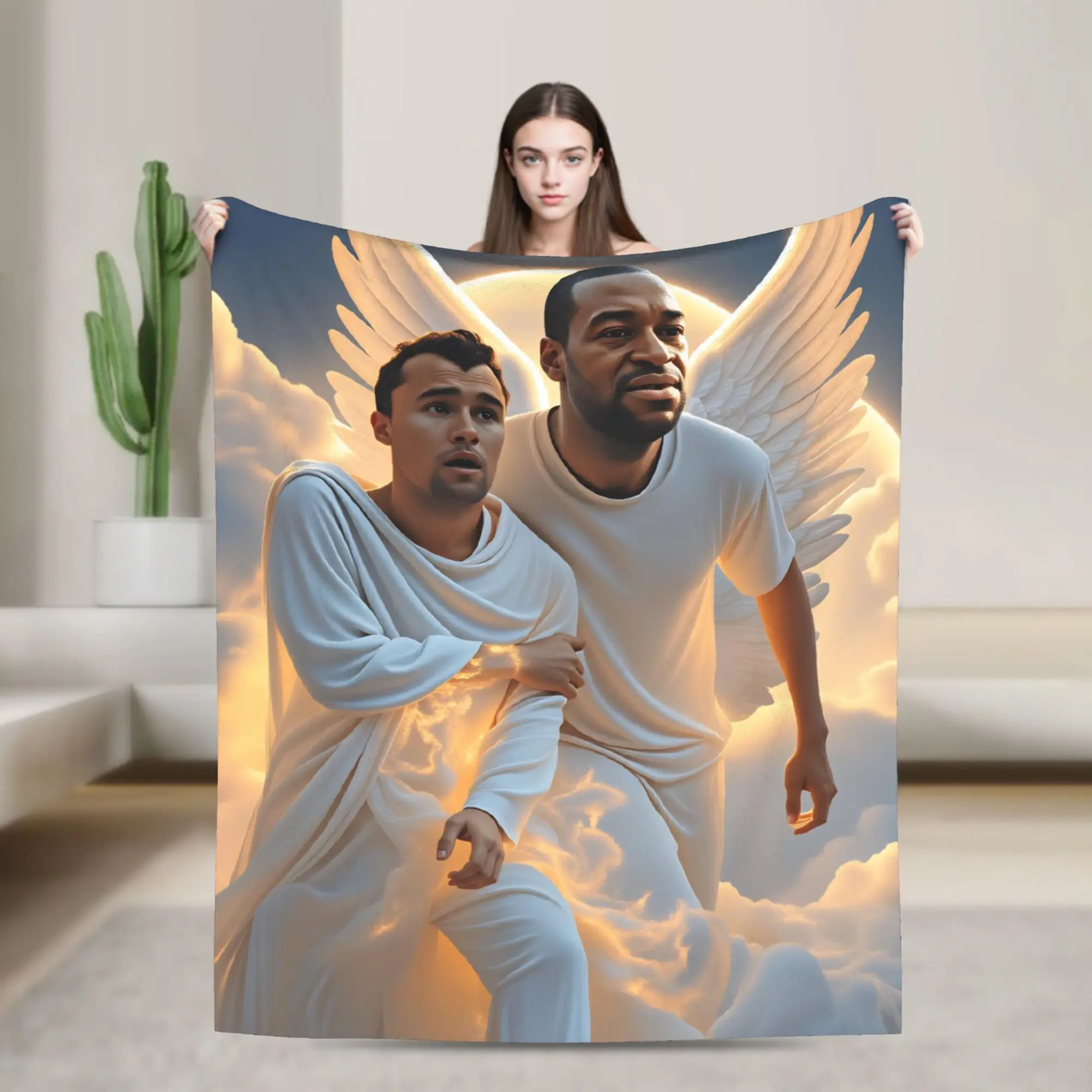 Charlie Kirk Angelic Advocate Blankets Velvet Print  Breathable Warm Throw Blankets for Home Car Bedspread