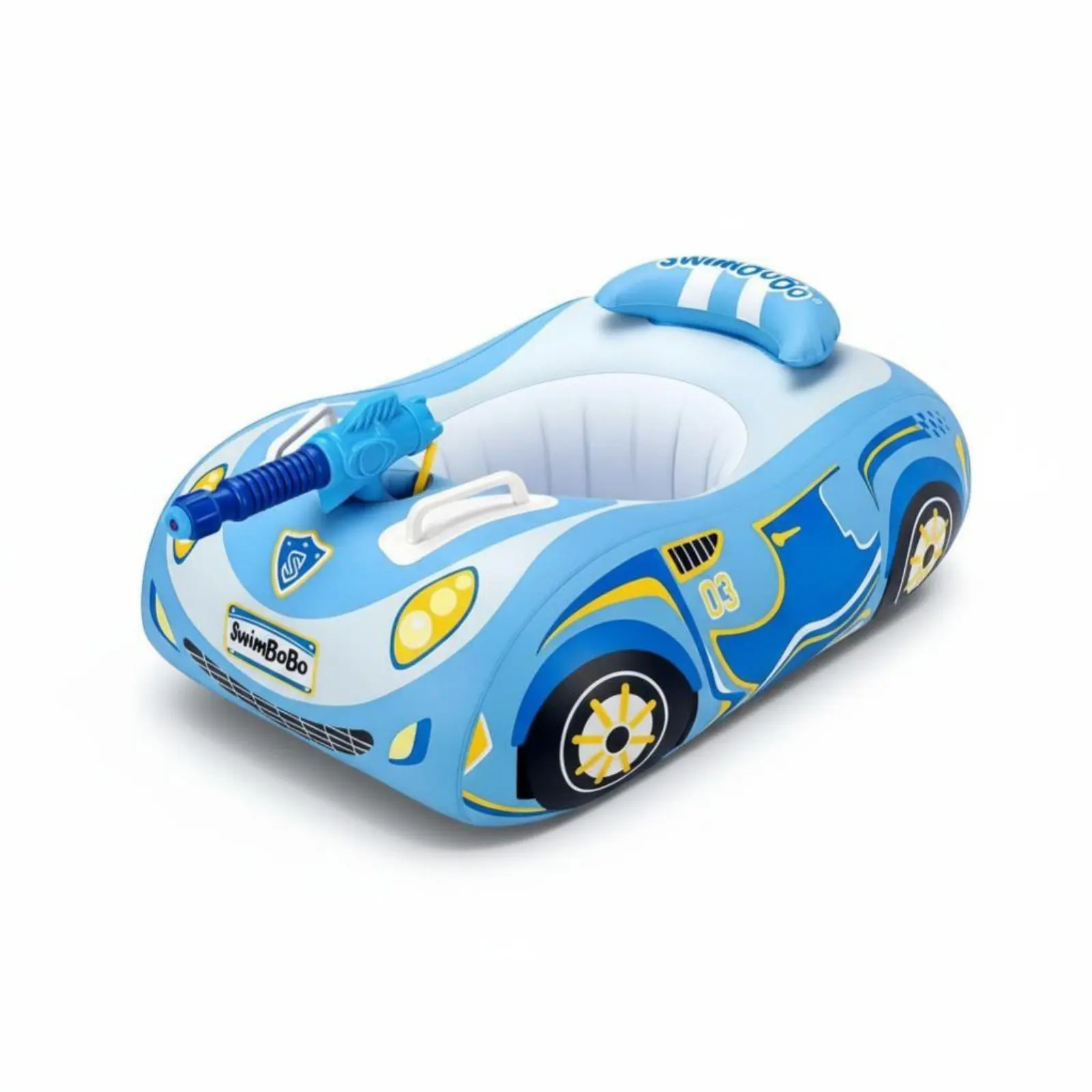 Boia de Natação Infantil, Flutuador Axilar, Assento de Carro com Proteção Solar, Design de Desenho Animado, Brinquedo Aquático Removível para Piscina
