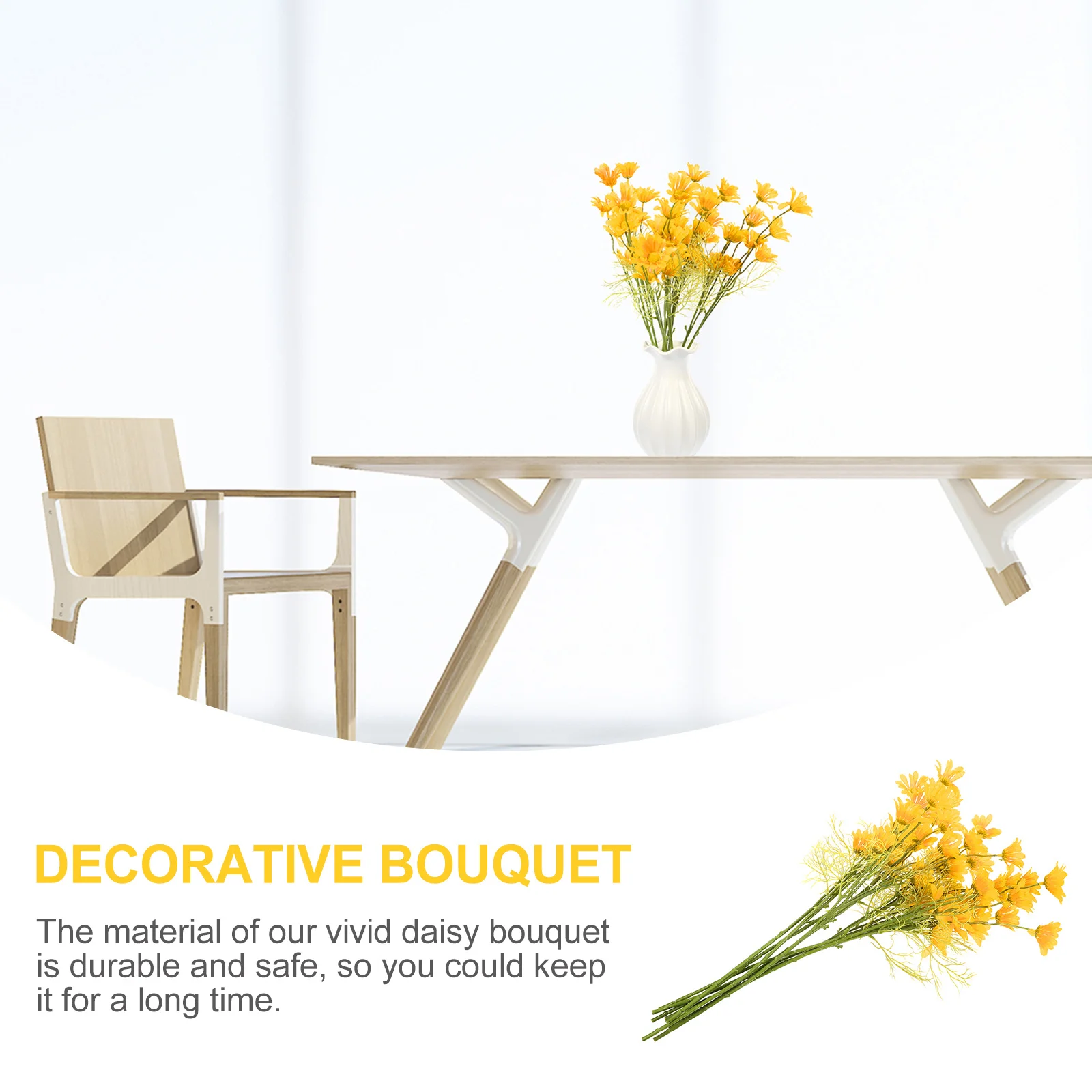 

10pcs Artificial Daisy Bouquet Realistic Decorative Flowers For Home Party Wedding Photography Lightweight Portable Fake Flower