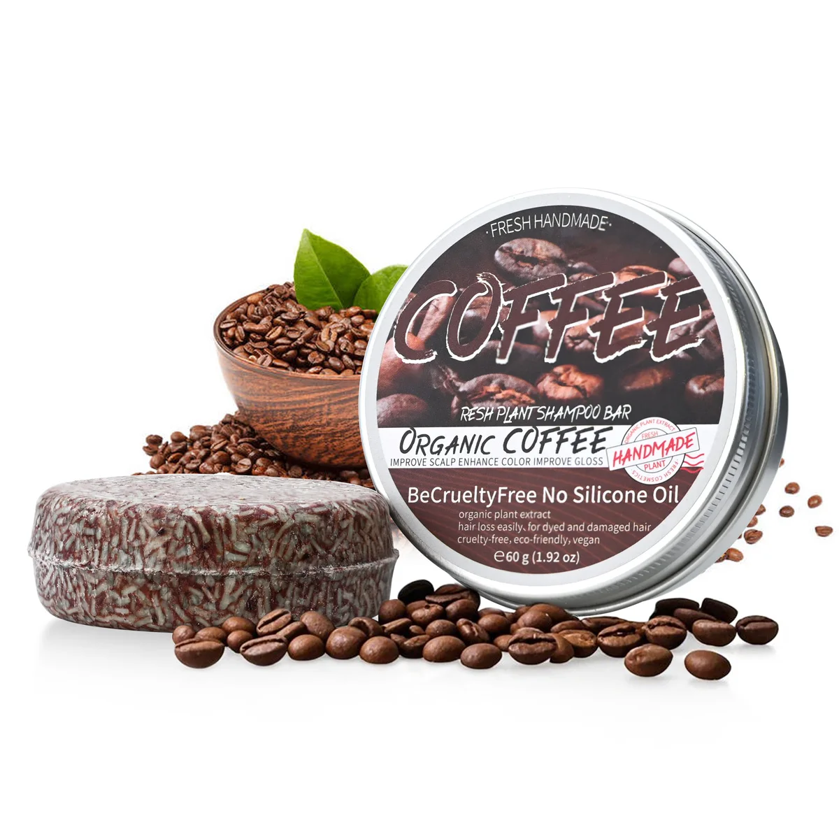 

Coffee Handmade Shampoo Soap Glycerin Solid Shampoo Soap Plant Essential Oil Nourishing Hair Care Soap