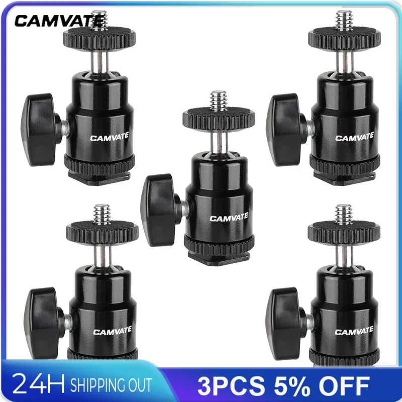 CAMVATE-حامل حذاء صغير ، رأس كروي ، حامل فلاش ، برغي لحامل الكاميرا ثلاثي القوائم C0868 ، 1/4
