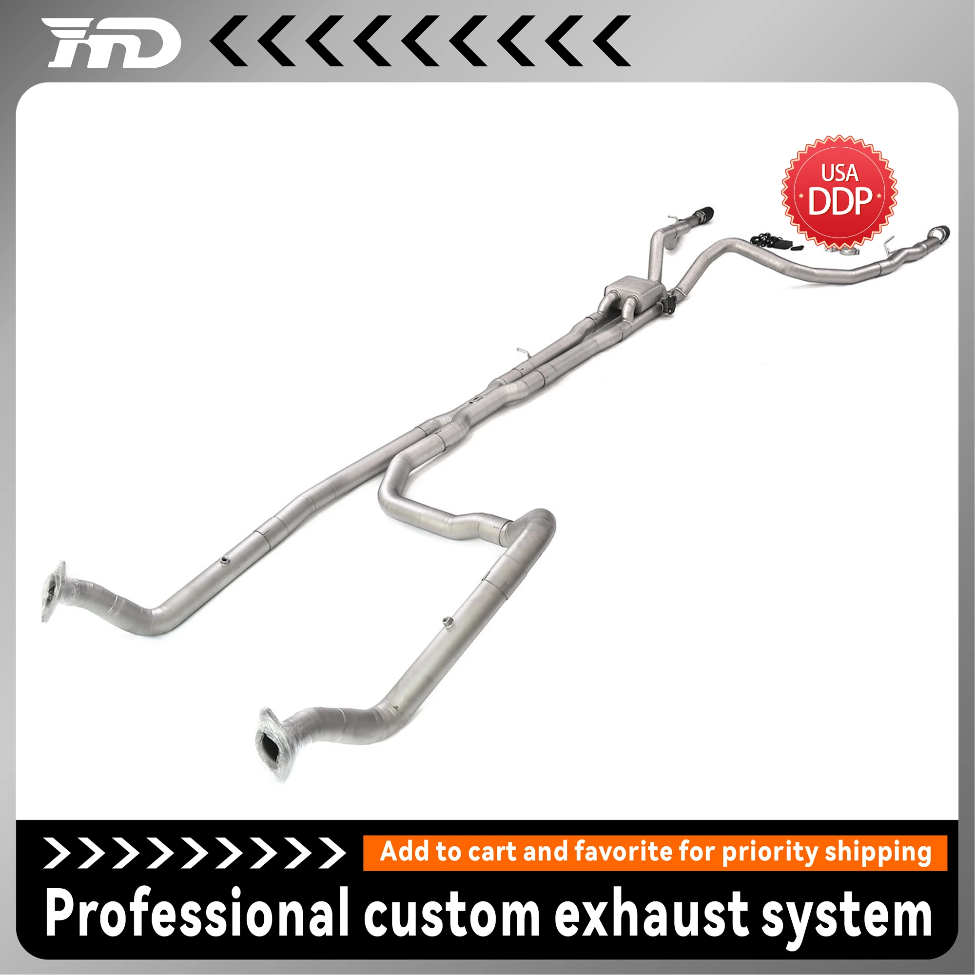 

Выхлопная система HMD из титанового сплава, пескоструйная обработка, полная выхлопная система для Dodge TRX 6.2L с водосточной трубой