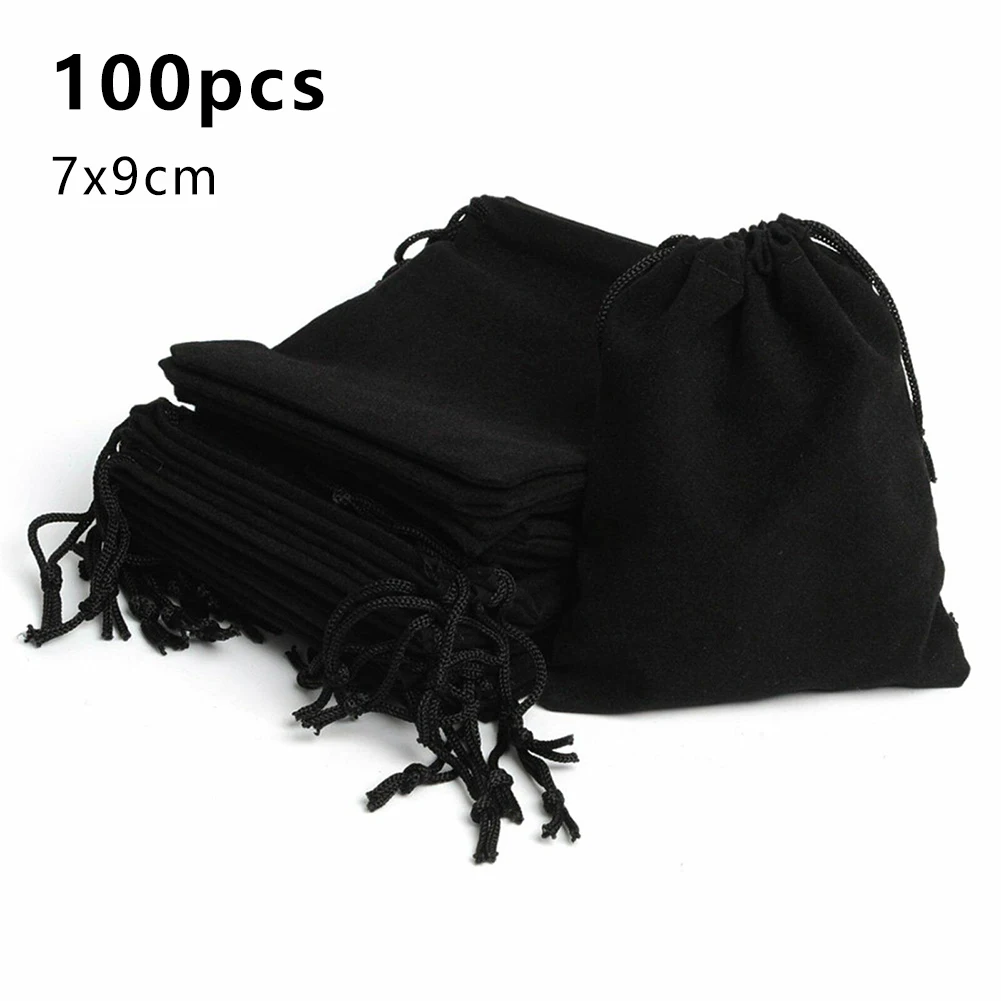 

100pcs Velvet Bags 5x7 7x9 10x14cm Drawable Jewelry Packaging Bag Gift Wedding Party Display Present Sweets Packing Pouches