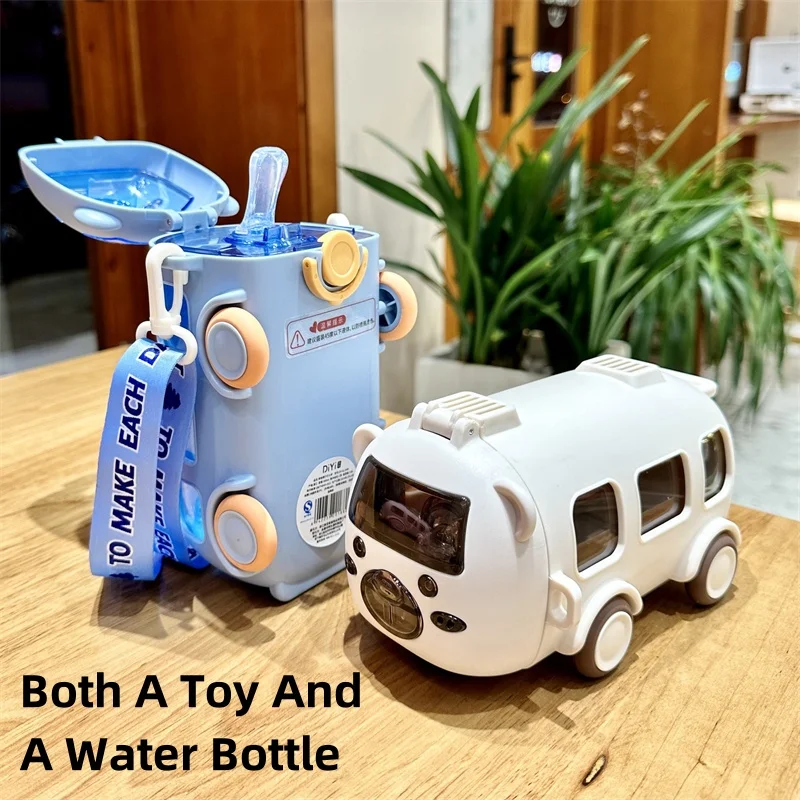 Water Bottle with Straw for Kids, Cartoon Leakproof Water Bottles, Outdoor Portable Drink Bottle, Lovely Cup Bottle for Children