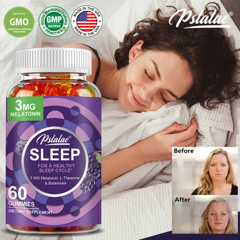 

Sleep Gummies - Relaxation, Reduce Stress, Improves Insomnia, Promotes Deep Sleep, Support Brain and Nervous System Health