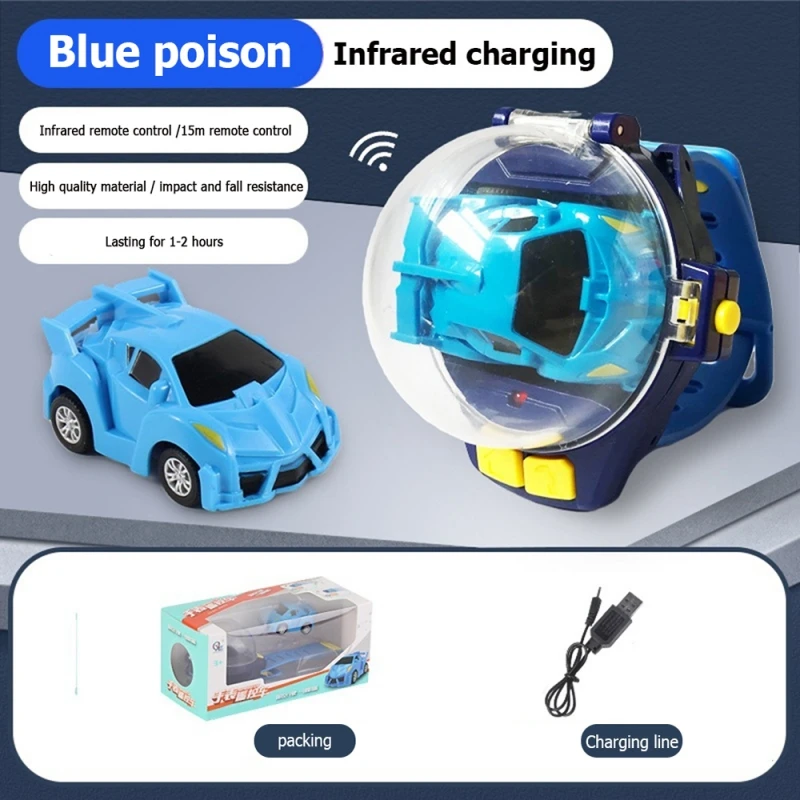 2.4G Kids Mini Watch Remote Control Car Toy Portable USB Charging Cartoon Remote Control Car Watch Toy Kids Birthday Gift