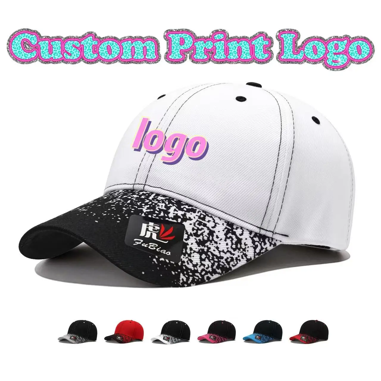 Customized Printed Logo Mao Qing Inkjet Graffiti Baseball Caps Men's And Women's Fashion Tidal Current Spotted Duck Tongue Hats