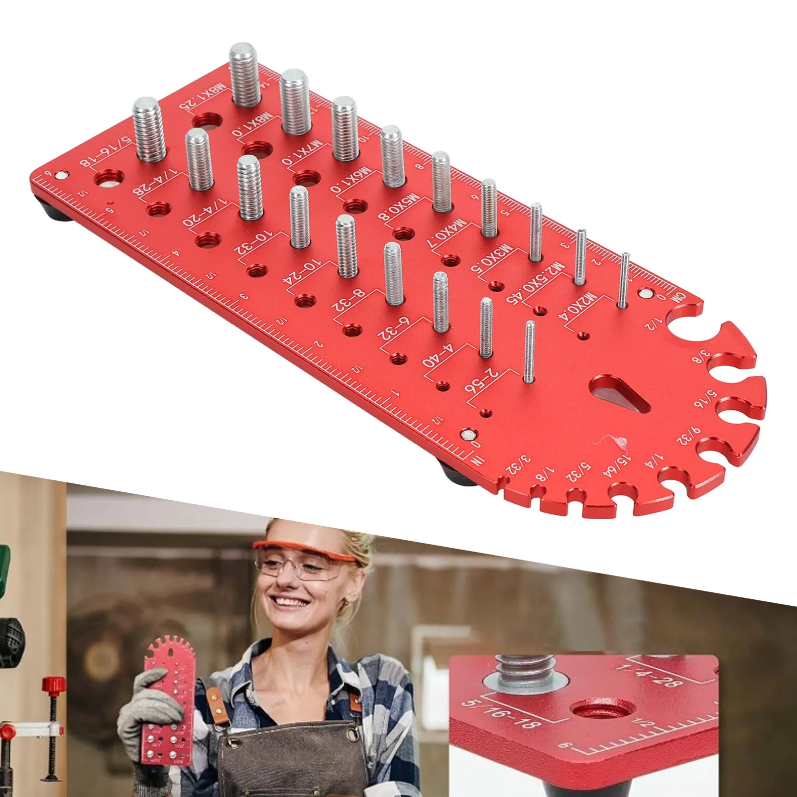 and Nut Identifier Gauge Thread Checker Multi Functional Aluminum Alloy Portable Screw Nut  Thread Identifier Gauge