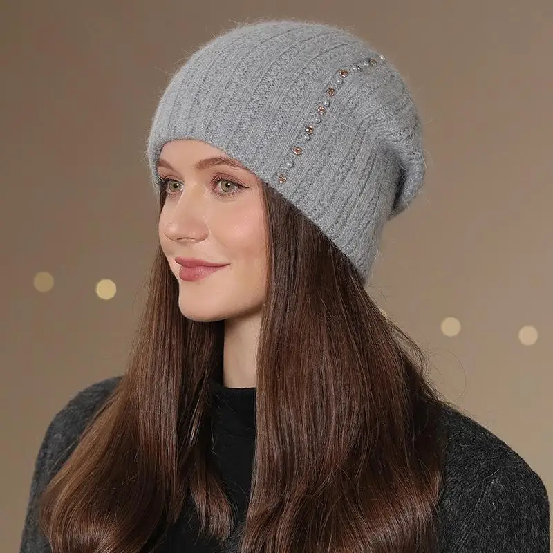 

Hot Sale Women Winter Hat Fashion Decorate Beanie Hat Warm Winter Cap For Female Casual Streetwear Outdoor Knitted Hat