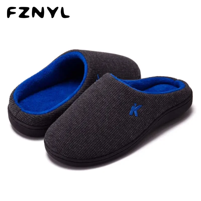 

FZNYL Couple Original Two-Tone Cozy Memory Foam Slippers with Fuzzy Plush Lining Slip on Clog House Shoes Indoor/Outdoor