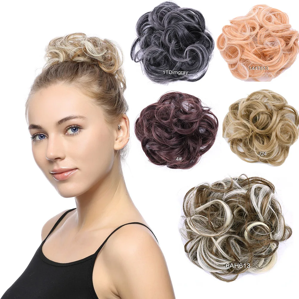 Zolin Synthetic Curly Messy Bun Hair Scrunchie Chignon Donut Elastic Rope Rubber Band Hair Bun Pad Updos Hairpiece