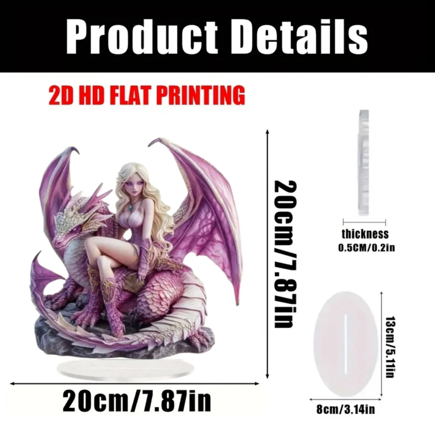 Fairy Statue,2D Flat Acrylic Pink Elves Figurine,Home,Office,Cafe,room,Studio,display Case,Table Desktop Ornament Decor Kit Gift