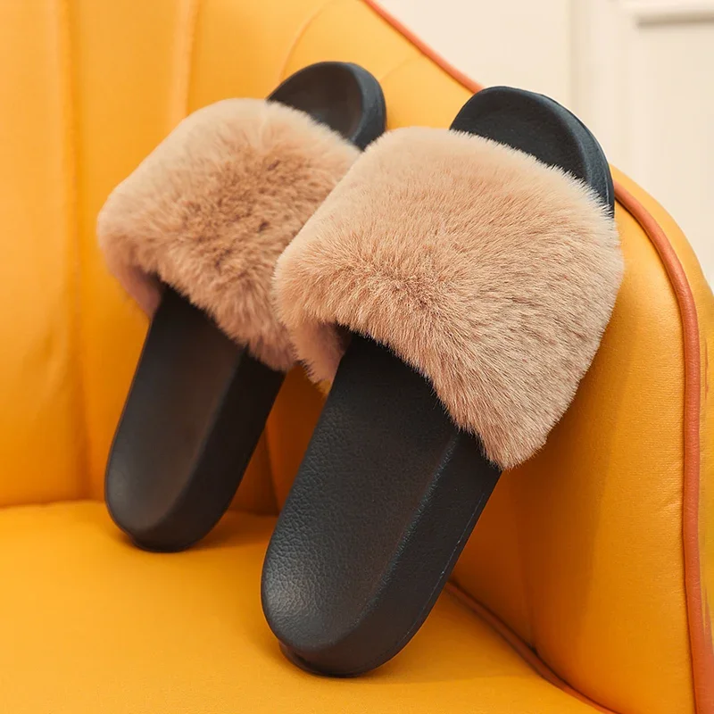 Winter Mannen Vrouwen Slippers Warm Pluche Zachte Slippers Koppels Indoor Huis Katoenen Schoenen Casual Comfortabele Pluizige Beknopte Dia 'S 45