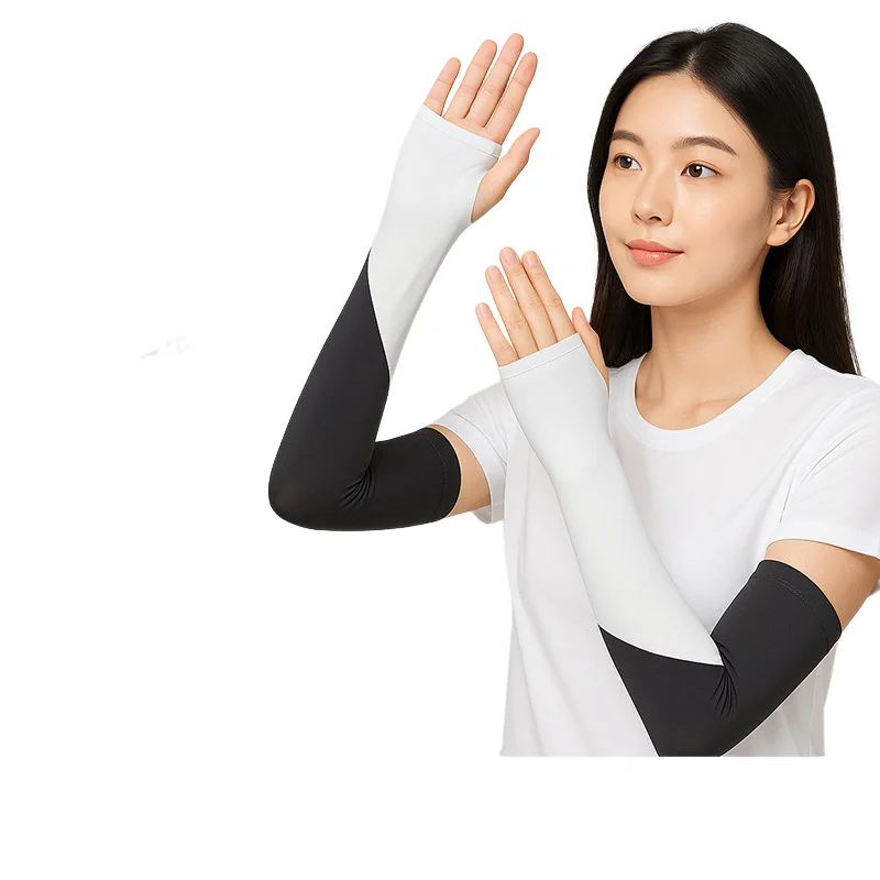 Summer Lightweight Sun Protection Arm Sleeve Nylon Ice Silk Hand Cover Uv Protection Gloves Outdoor Sports Cycling Running