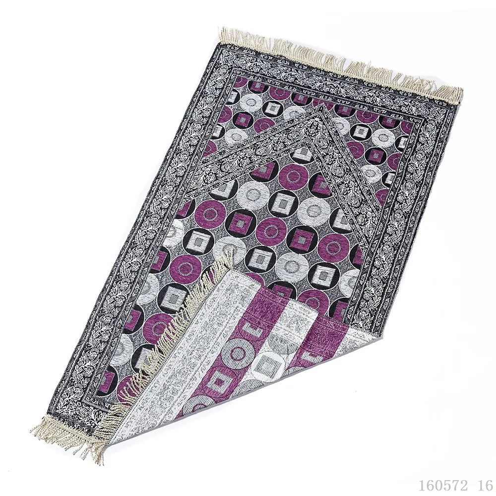 Round Chenille Islamic Prayer Mat | Soft Thick Anti-slip Muslim Sajadah Rug for Ramadan Eid Worship