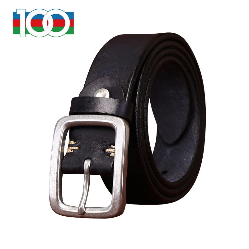 

3.8CM Vintage wash scrub thickened stainless steel buckle belt men's leather top layer cowhide all-match casual jeans belt