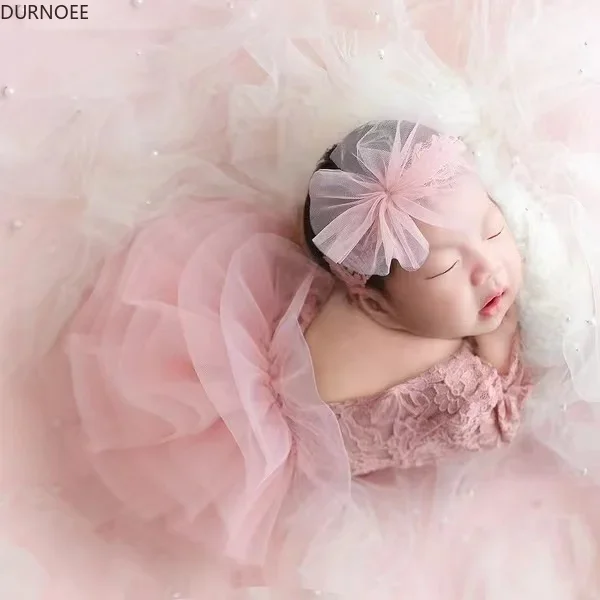 Baby Girl Outfit  Newborn Photography Princess Tutu Butterfly Glitter Star Lace Romper with Pearl Headband Infant Photo Props