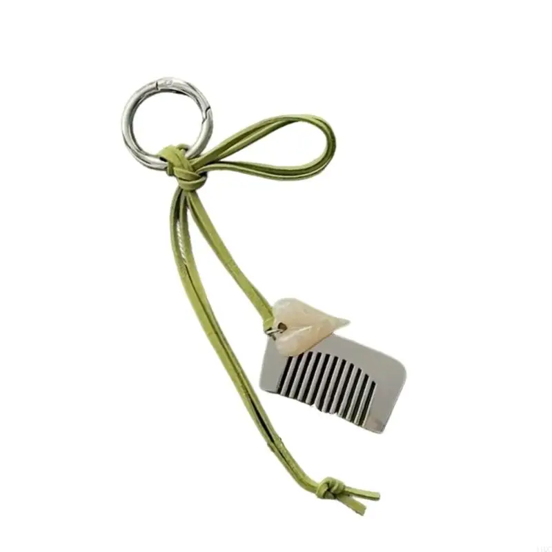Lovely Compact Keyring Designed With Artistic Comb Accent And Stylish Knot Detail Minimalist Purse Decoration 