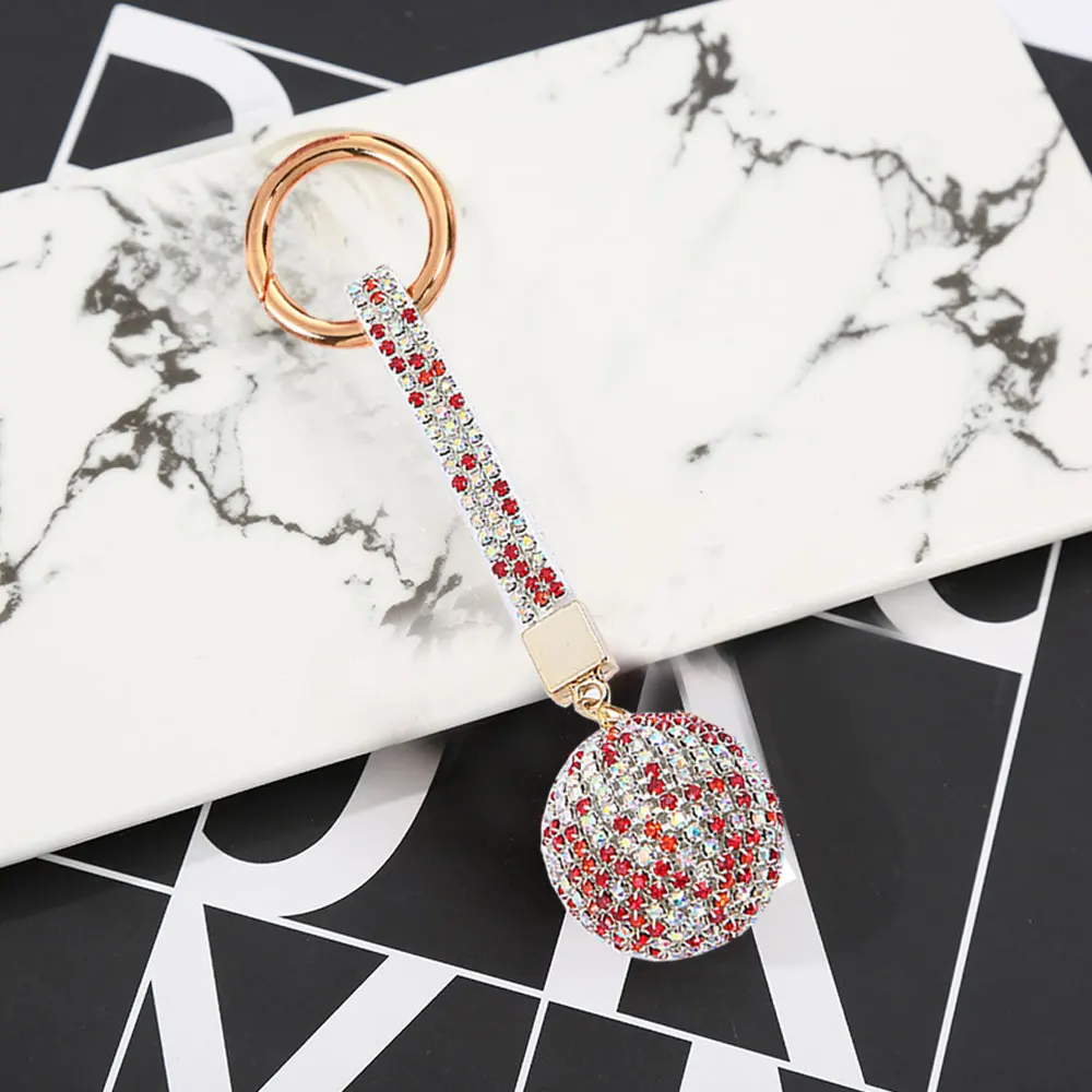 Zircon Key Chain Pendant Ball Shape Car Bag Korean Luxury Rhinestone Keyring Accessories Fashion Jewelry Bag Pendant Decoration