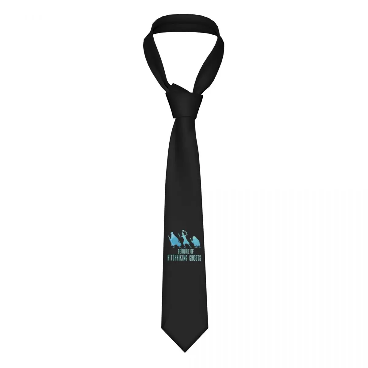 

Custom Beware Of Hitchhiking Ghosts Tie Mens Classic Silk Haunted Mansion Necktie for Office