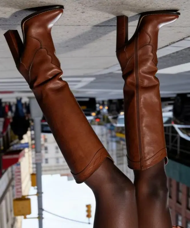 

2026 Catwalk Knight Sexy Thick Heel Knee-High Snake Print Boots Women's Fashion round Toe Catwalk Boots