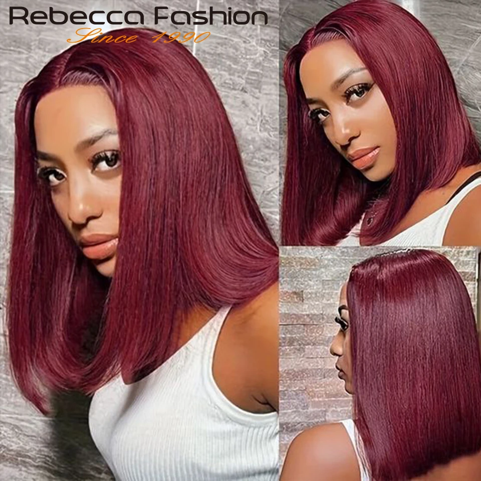 Choice 99J Ombre Short Bob Lace Wig Human Hair Wig For Women Transparent Lace Wig Burgundy Brazilian Straight Lace Front Wigs