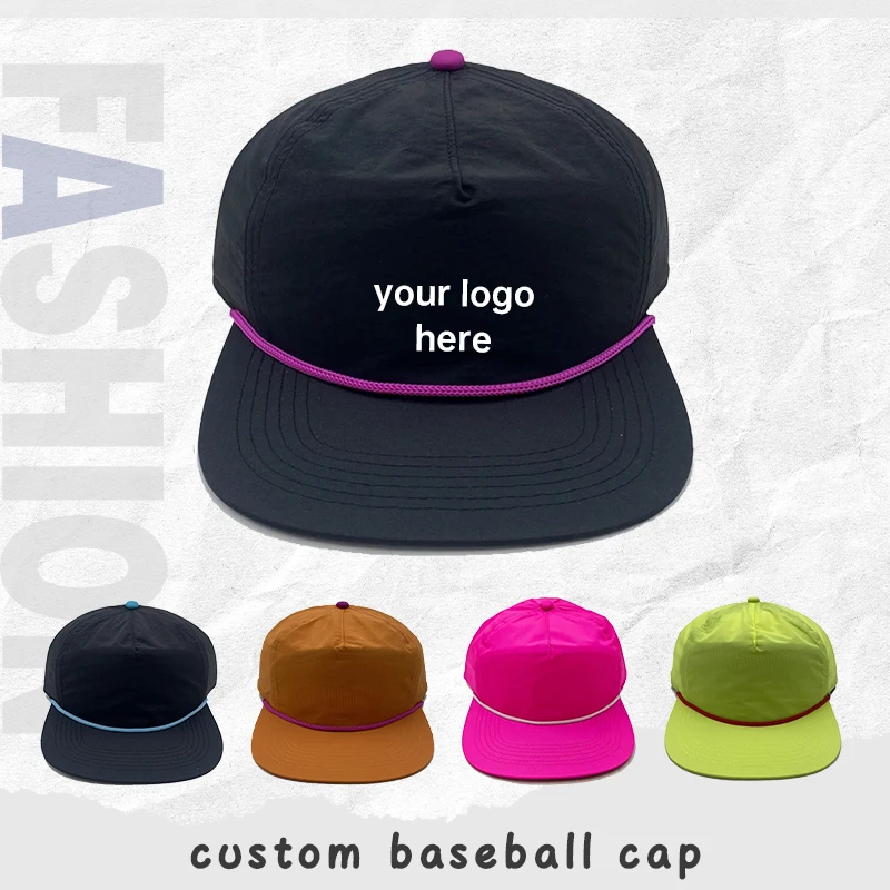 Spring Summer Soft Top Skateboard Baseball Cap Men's Light and Quick-drying Flat Brim Contrast Color Tether Camping Hat Women
