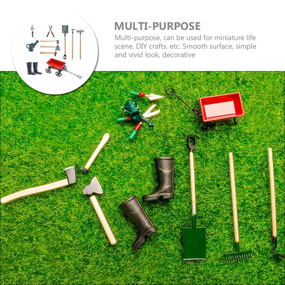 

1 set Mini Gardening Tools Set Metal Shovel Rake For House Micro Landscape Decor Ornament Accessories Farming Kit