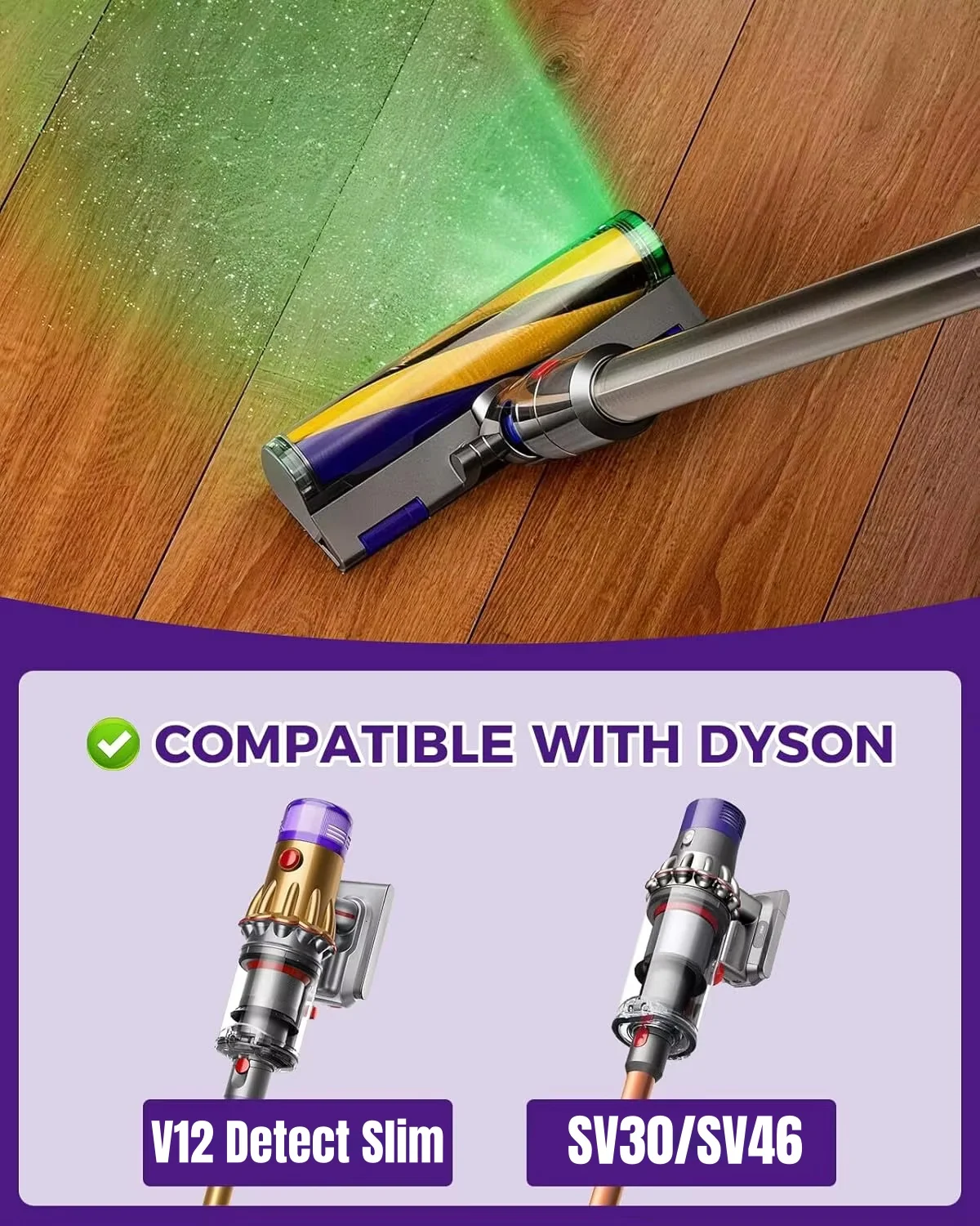 V12 LED Fluffy Soft Roller Cleaner Head For Dyson V12 Detect Slim