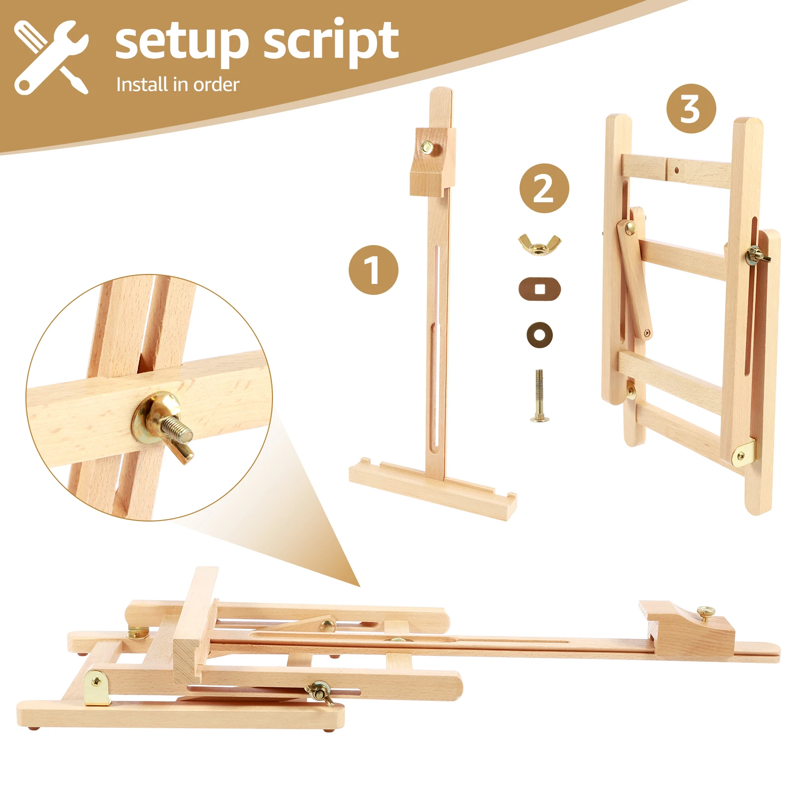 Desktop Art Easel Foldable Tabletop Easel Stand Height and Angle Adjustable Wooden Small Easel for Classroom Outdoor Sketching