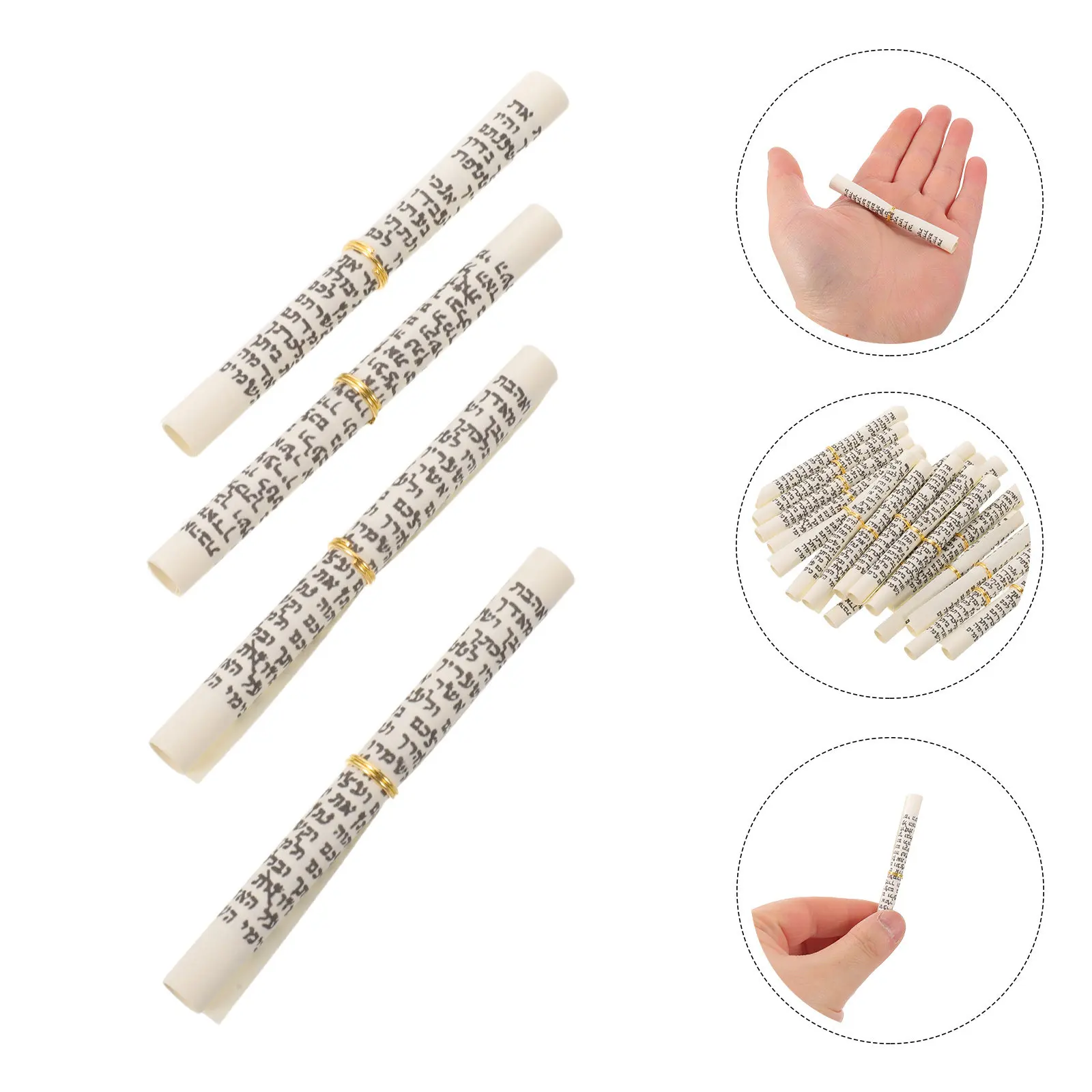 10Pcs Pre-Rolled Mezuzah Scroll Jewish Door Blessing Hebrew Scripture for New Home Housewarming Religious Door Decor