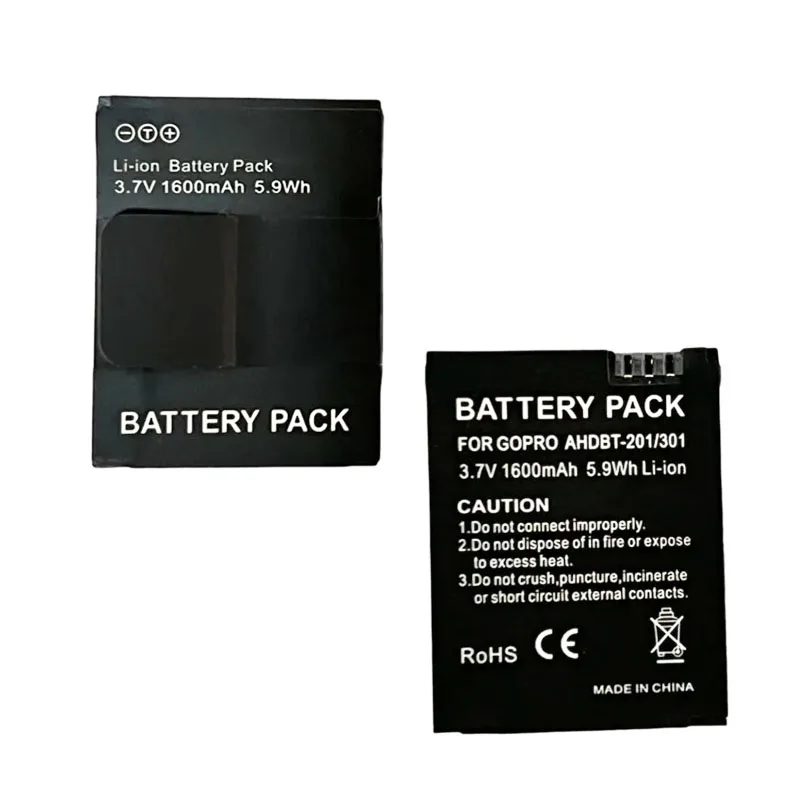 Original 1600mAh AHDBT‑301 AHDBT‑201 Rechargeable Battery for GoPro Hero 3 Hero 3+ Action Camera Replacement Battery