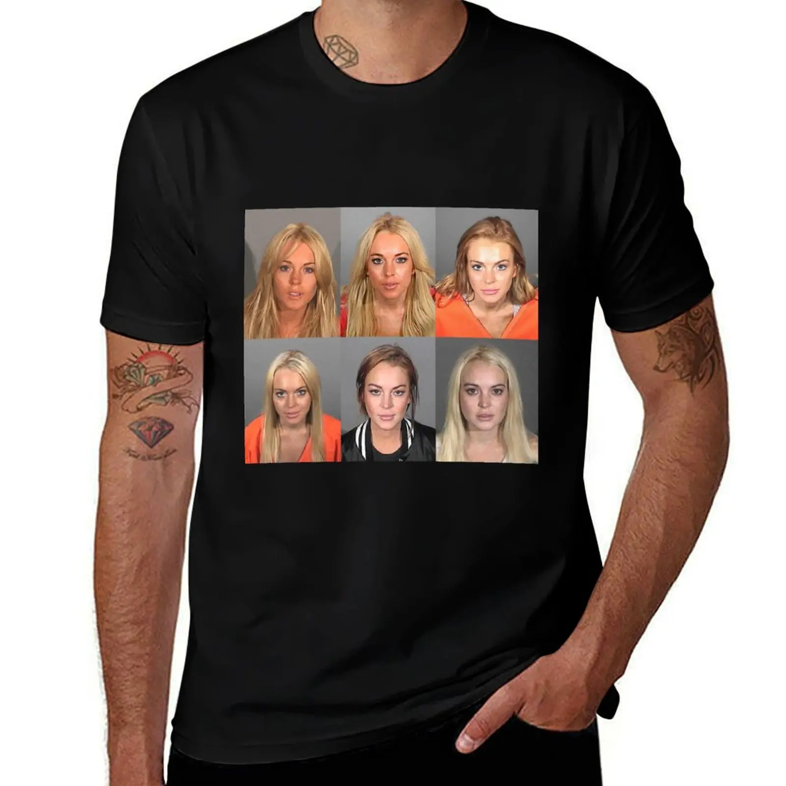 

Lindsay Lohan Mugshot Funny T-Shirt cotton t shirt pack t shirt man cotton t shirts for man cotton T-shirt