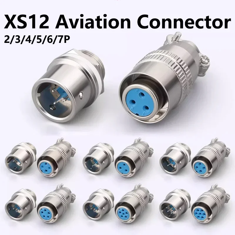 

5/20/100PCS XS12J2Y XS12-2.3.4.5.6.7.8 Pins Aviation Connector Push-Pull Circular Plug Quick Cable connectors 12mm Round Socket