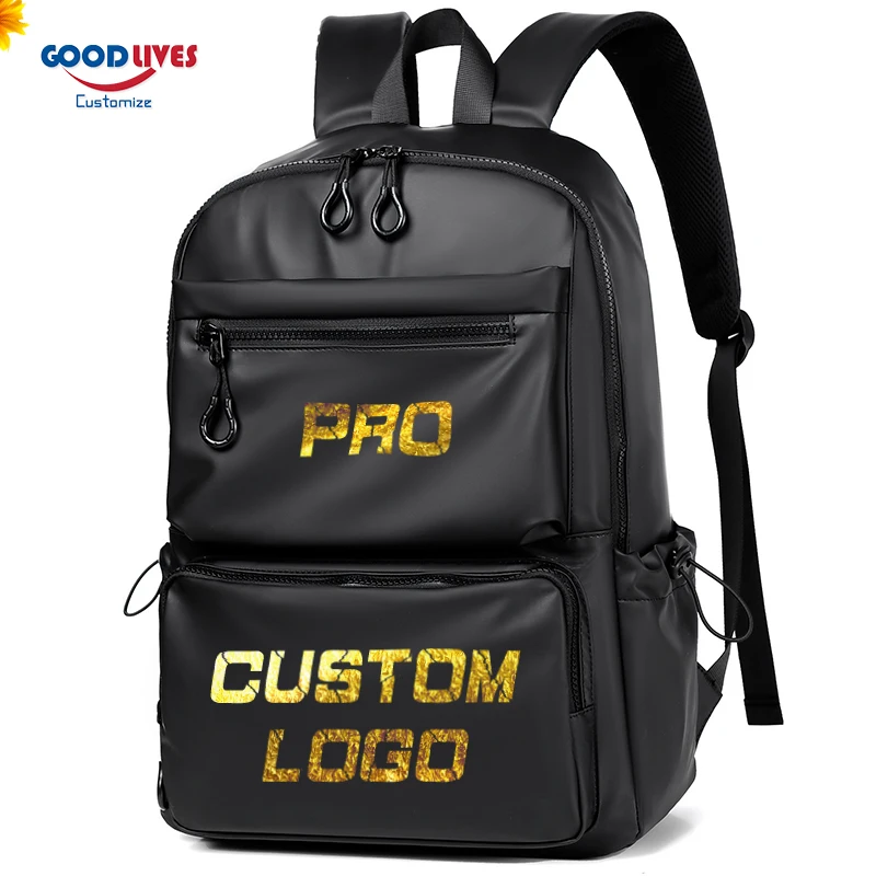 2022 Casual Fashion Man Backpack Sac a dos noir Water Resistant Black Bagpack Teen Schoolbag Pro Custom Logo Small Backpacks