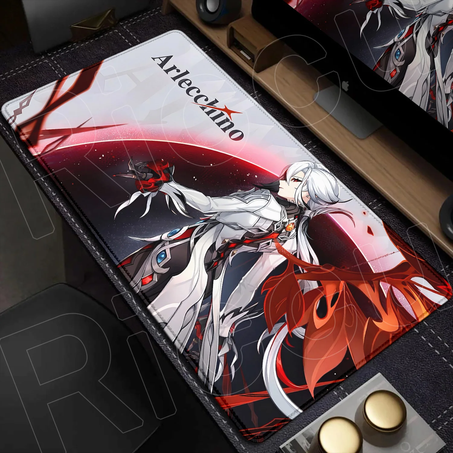 Hot Game Genshin Impact Rubber Mousepad Laptop Office Accessories Cute Arlecchino Anime Deskmat PC Non-slip Gaming Keyboard Rugs