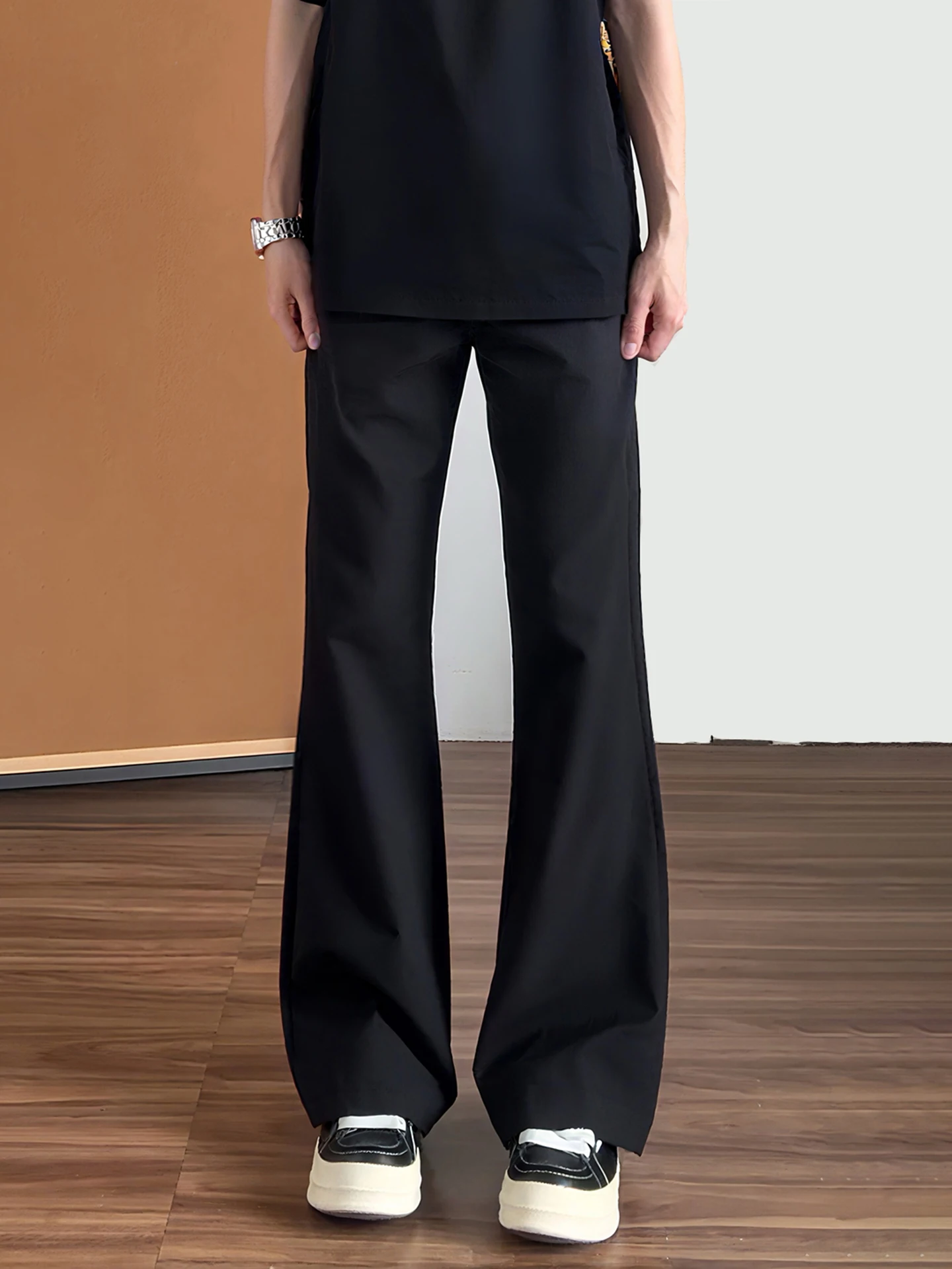 Bla Slim Fit Amerikaanse Sle Rechte Pijpen Ijs Zijde Broek Heren Zomer Casual Pak Broek Duurzaam Jeugdige Faion Trend