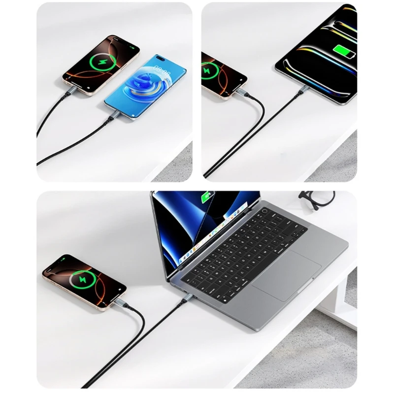 Portable PD140W Fast Charging Cord mMale USB C Cable Wire 480Mbps Data Transfer 83CF