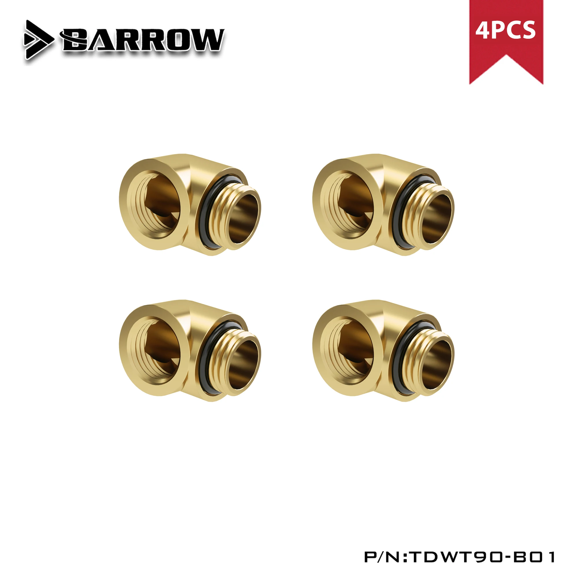 Imagem -03 - Barrow Peças g1 90 Graus Encaixes Cotovelo Adaptador de Resfriamento de Água Watercooling Construir Encaixes Preto Branco Prata Tdwt90-b01